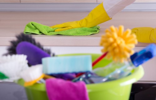 Professional cleaner in Belsizepark maintaining a bright residential interior