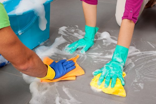 Staff training and safety procedures for a Belsizepark cleaning team