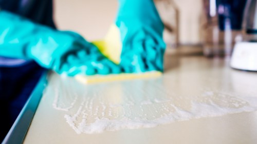 Local cleaning team maintaining a polished residential room